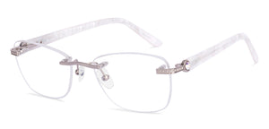 Silver Rectangle Rimless Unisex Eyeglasses by John Jacobs-225402