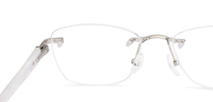 Silver Rectangle Rimless Unisex Eyeglasses by John Jacobs-225402