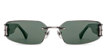 Load image into Gallery viewer, Gunmetal Rectangle Rimless Unisex Sunglasses by Lenskart-232725