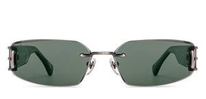 Gunmetal Rectangle Rimless Unisex Sunglasses by Lenskart-232725