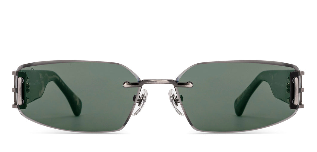 Gunmetal Rectangle Rimless Unisex Sunglasses by Lenskart-232725