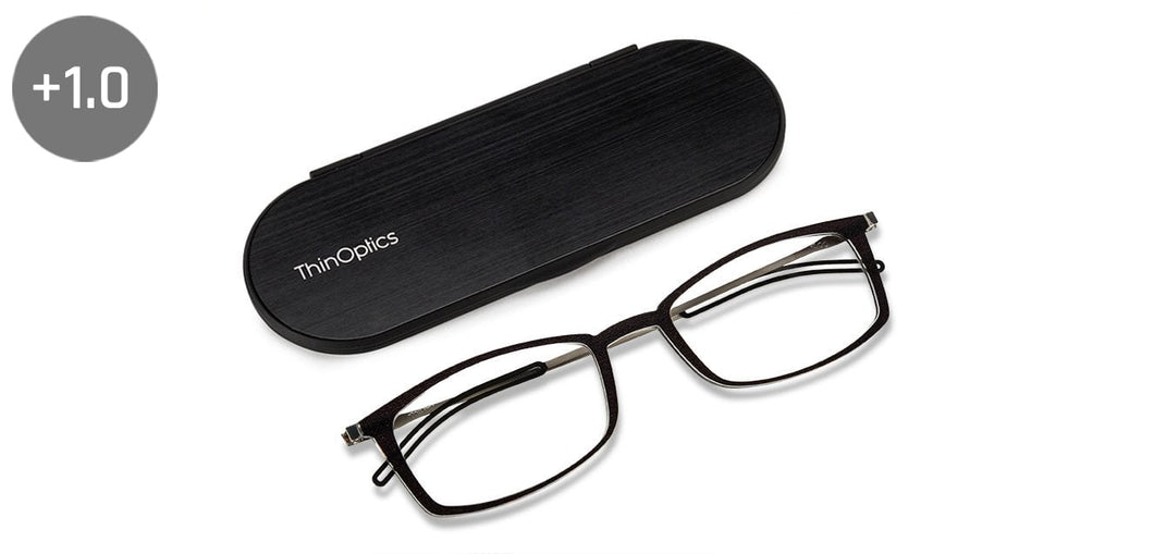 Black Rectangle Full Rim Unisex Eyeglasses by ThinOptics-134517