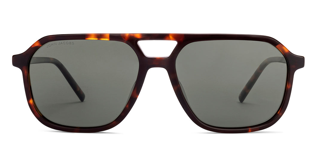 Tortoise Square Full Rim Unisex Sunglasses by John Jacobs-220511
