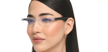Load image into Gallery viewer, Transparent Rectangle Half Rim Unisex Eyeglasses by LENSKART BLU READERS-215722