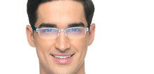 Load image into Gallery viewer, Transparent Rectangle Half Rim Unisex Eyeglasses by LENSKART BLU READERS-215722