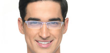 Load image into Gallery viewer, Transparent Rectangle Half Rim Unisex Eyeglasses by LENSKART BLU READERS-215722