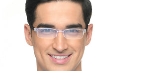Transparent Rectangle Half Rim Unisex Eyeglasses by LENSKART BLU READERS-215722
