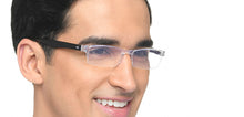 Load image into Gallery viewer, Transparent Rectangle Half Rim Unisex Eyeglasses by LENSKART BLU READERS-215722