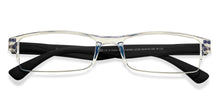 Load image into Gallery viewer, Transparent Rectangle Half Rim Unisex Eyeglasses by LENSKART BLU READERS-215728