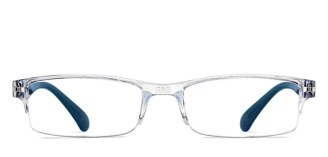 Transparent Rectangle Half Rim Unisex Eyeglasses by LENSKART BLU READERS-215724