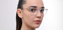 Load image into Gallery viewer, Transparent Sky Blue Cat Eye Full Rim Women Eyeglasses by John Jacobs-225404