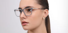 Load image into Gallery viewer, Transparent Sky Blue Cat Eye Full Rim Women Eyeglasses by John Jacobs-225385