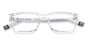Transparent Rectangle Full Rim Unisex Eyeglasses by John Jacobs-216743