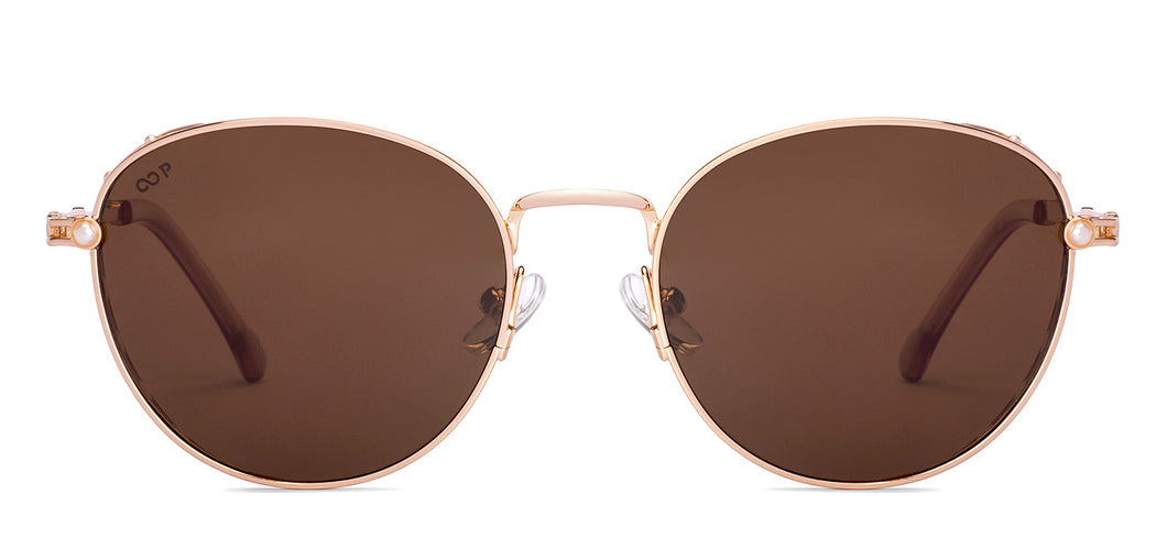 Gold Round Full Rim Women Sunglasses by Lenskart STUDIO-226239