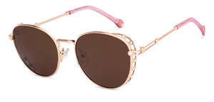 Gold Round Full Rim Women Sunglasses by Lenskart STUDIO-226239