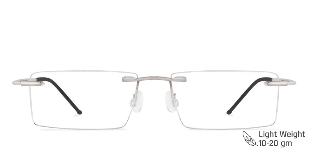White Rectangle Rimless Unisex Eyeglasses by Vincent Chase Online-117011