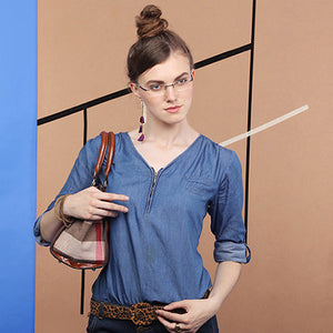 Black Rectangle Rimless Unisex Eyeglasses by Lenskart Air Online-96827