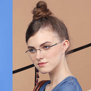Black Rectangle Rimless Unisex Eyeglasses by Lenskart Air Online-96827