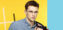Load image into Gallery viewer, Black Rectangle Rimless Unisex Eyeglasses by Lenskart Air Online-96827