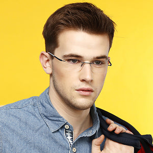 Black Rectangle Rimless Unisex Eyeglasses by Lenskart Air Online-96827