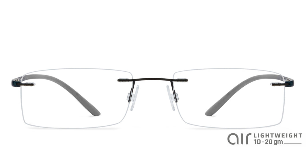 Black Rectangle Rimless Unisex Eyeglasses by Lenskart Air Online-96827
