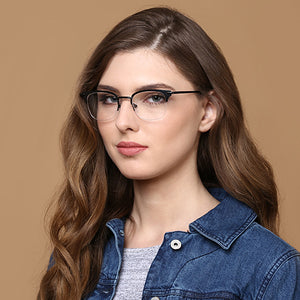 Black Square Half Rim Unisex Eyeglasses by Vincent Chase Online-118024