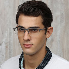 Load image into Gallery viewer, Gunmetal Rectangle Half Rim Unisex Eyeglasses by Vincent Chase Online-119633