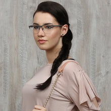 Load image into Gallery viewer, Gunmetal Rectangle Half Rim Unisex Eyeglasses by Vincent Chase Online-119633