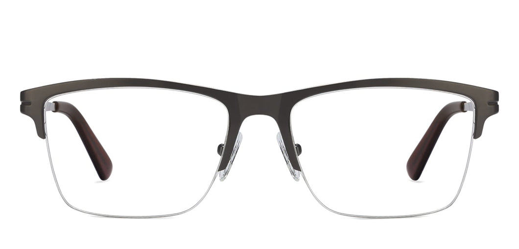 Gunmetal Rectangle Half Rim Unisex Eyeglasses by Vincent Chase Online-119633
