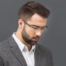 Load image into Gallery viewer, Gunmetal Rectangle Half Rim Unisex Eyeglasses by Vincent Chase Online-119645