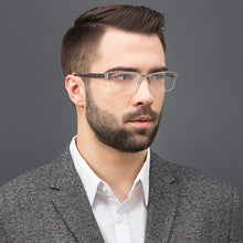 Load image into Gallery viewer, Gunmetal Rectangle Half Rim Unisex Eyeglasses by Vincent Chase Online-119645