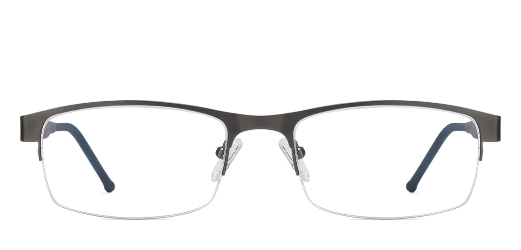 Gunmetal Rectangle Half Rim Unisex Eyeglasses by Vincent Chase Online-119645