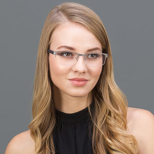 Gunmetal Rectangle Half Rim Unisex Eyeglasses by Vincent Chase Online-119645