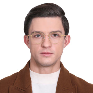 Gold Round Full Rim Unisex Eyeglasses by Vincent Chase Online-139076