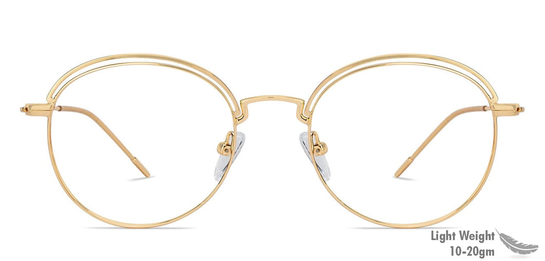 Gold Round Full Rim Unisex Eyeglasses by Vincent Chase Online-139076