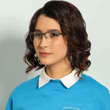 Load image into Gallery viewer, Gunmetal Rectangle Half Rim Unisex Eyeglasses by Lenskart Air Online-139749