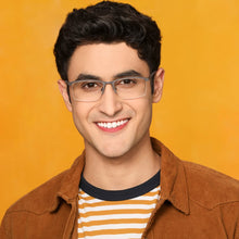 Load image into Gallery viewer, Gunmetal Rectangle Half Rim Unisex Eyeglasses by Lenskart Air Online-139749