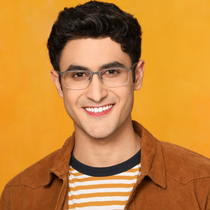 Gunmetal Rectangle Half Rim Unisex Eyeglasses by Lenskart Air Online-139749