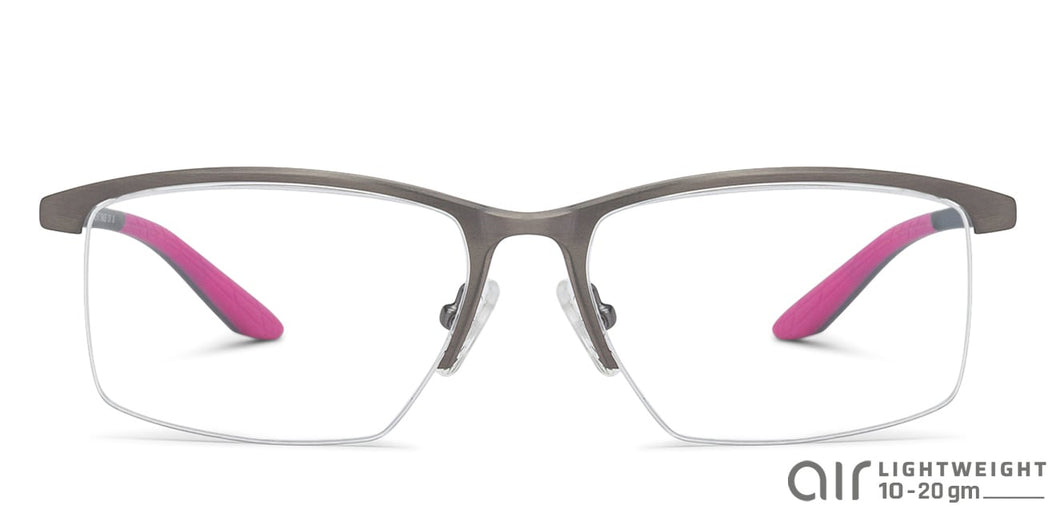 Gunmetal Rectangle Half Rim Unisex Eyeglasses by Lenskart Air Online-139749