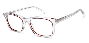 Crystal Red Transparent Rectangle Full Rim Unisex Eyeglasses by Vincent Chase-219864