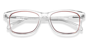 Crystal Red Transparent Rectangle Full Rim Unisex Eyeglasses by Vincent Chase-219864
