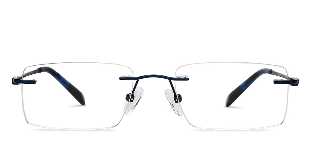 Blue Rectangle Rimless Unisex Eyeglasses by Vincent Chase Online-201316
