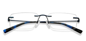 Blue Rectangle Rimless Unisex Eyeglasses by Vincent Chase Online-201316