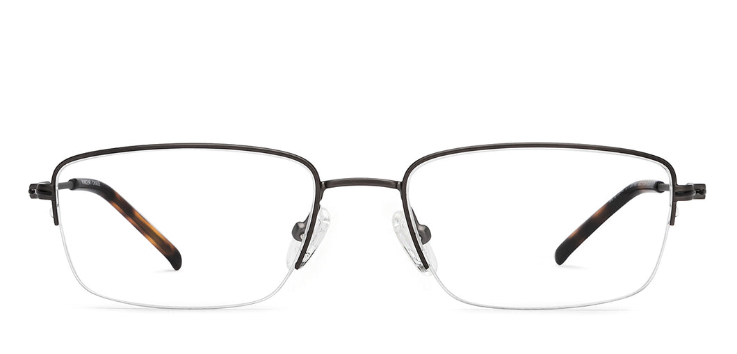 Black Rectangle Half Rim Unisex Eyeglasses by Vincent Chase-207968