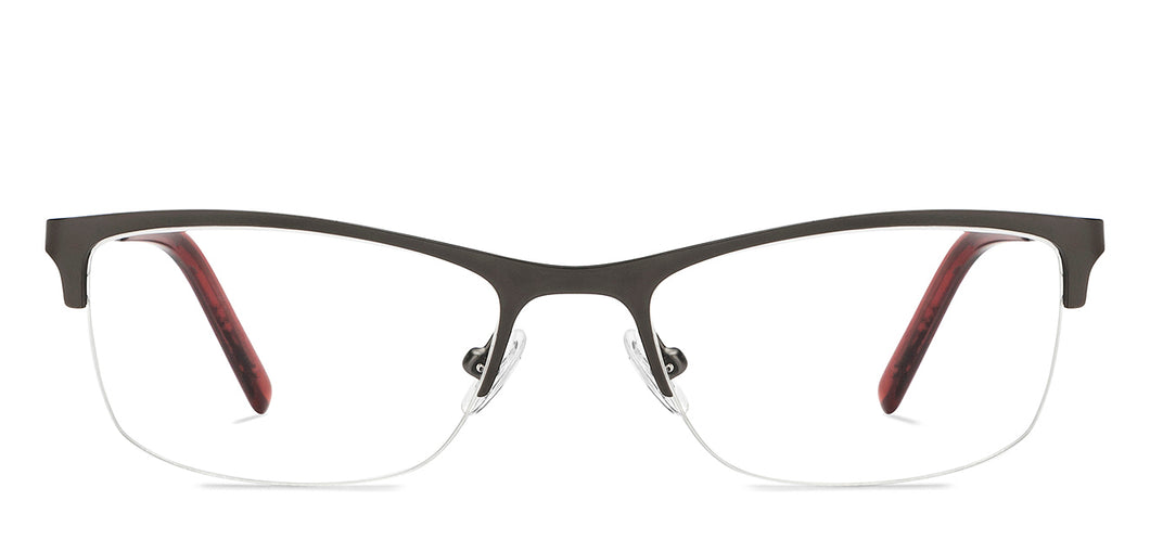 Gunmetal Cat Eye Half Rim Women Eyeglasses by Vincent Chase-208981