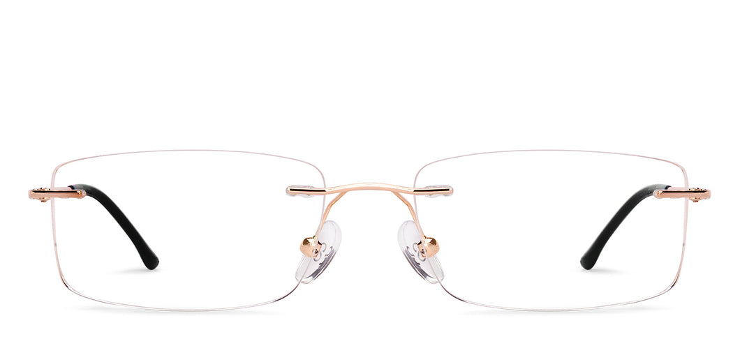 Gold Rectangle Rimless Unisex Eyeglasses by Vincent Chase-229633
