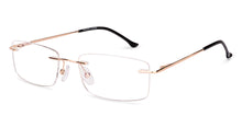 Load image into Gallery viewer, Gold Rectangle Rimless Unisex Eyeglasses by Vincent Chase-229633