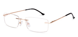 Gold Rectangle Rimless Unisex Eyeglasses by Vincent Chase-229633