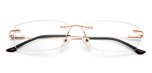 Gold Rectangle Rimless Unisex Eyeglasses by Vincent Chase-229633