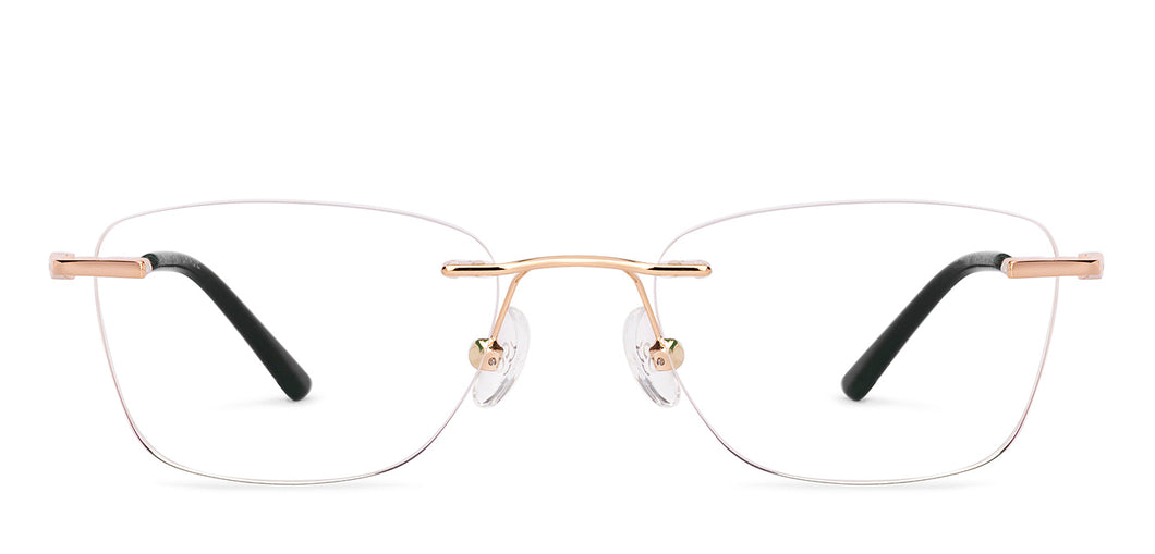 Gold Rectangle Rimless Unisex Eyeglasses by Vincent Chase-229634